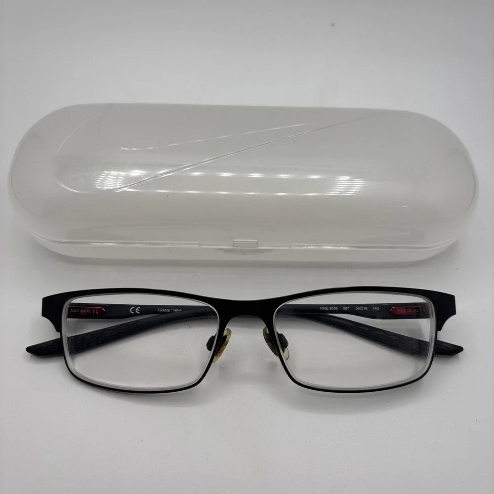 Nike Eyeglasses Frames Men Black 8046 007 Rectangular 54-16-140mm w/case